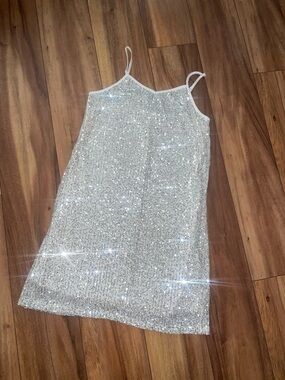 art class White Sequin Slip Dress